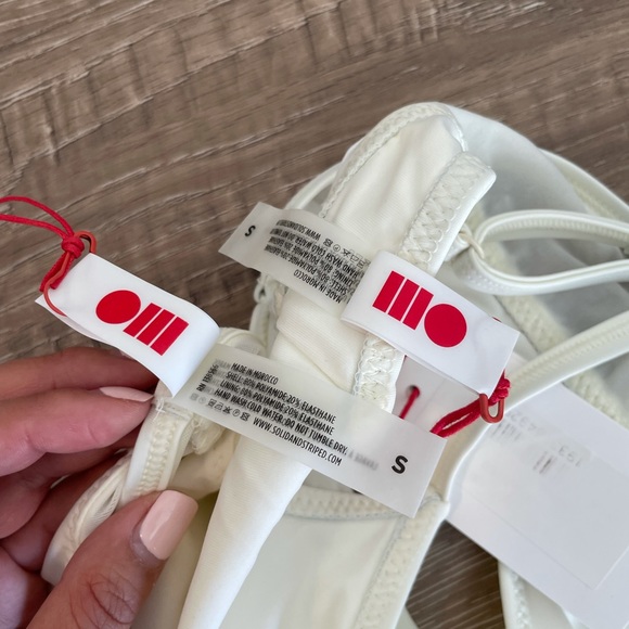 Solid and Striped Two Piece White Mesh Retro Bikini (top and bottom) NWT - Picture 10 of 11